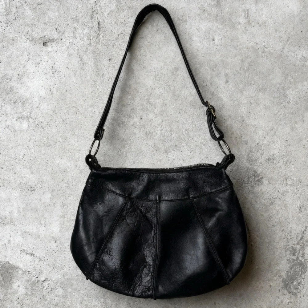 DANDY Leather Hobo Shoulder Bag Purse Boho Bohemian Streetwear Black